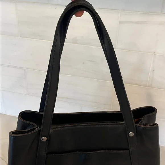 Patricia Nash Heritage Black Leather Chantilly Shoulder Satchel Tote Bag - Picture 11 of 16